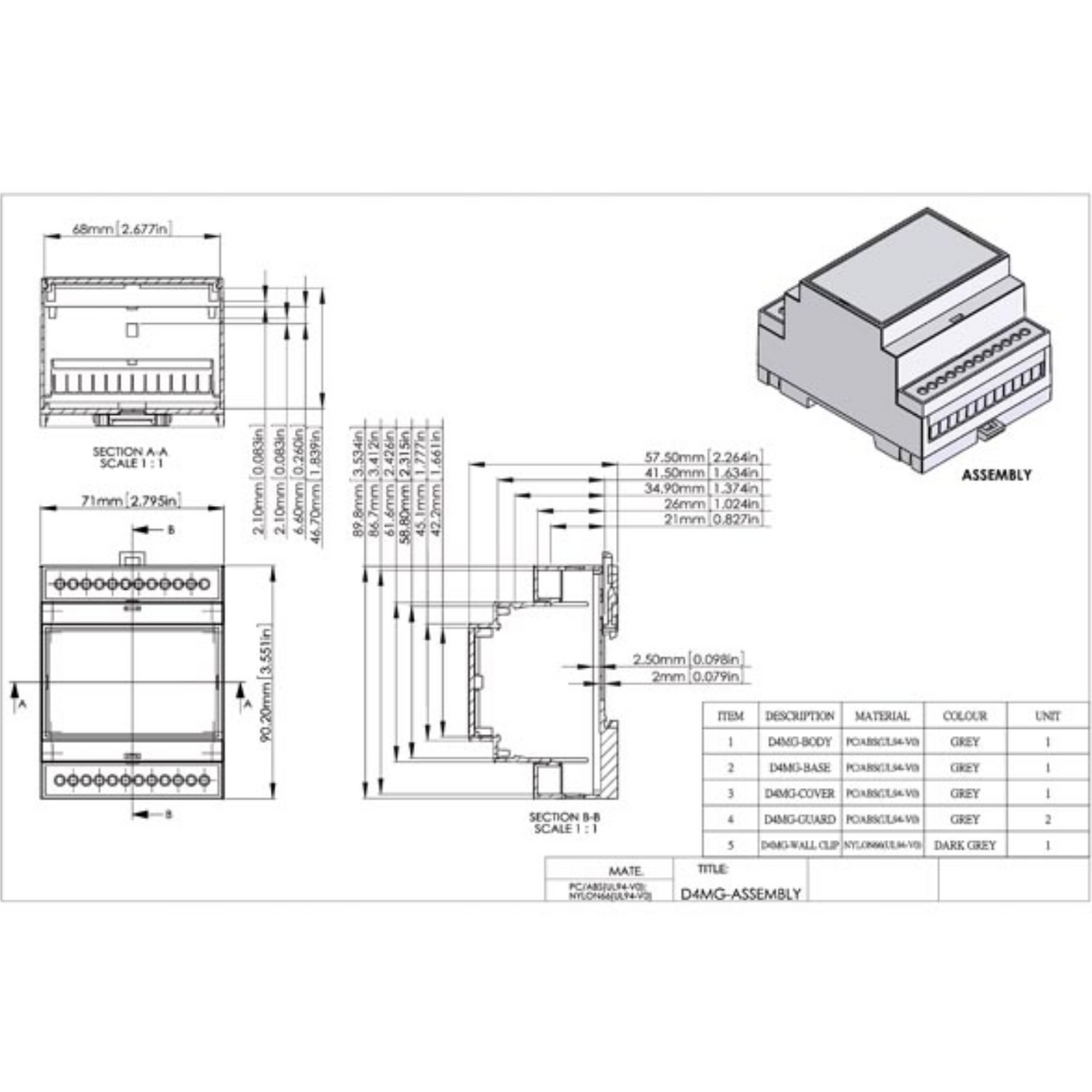 Caja módulo carril DIN - 4mg