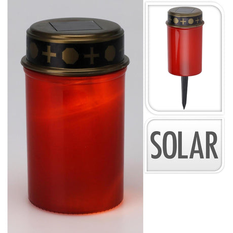 Lámpara solar LED para tumbas de plástico rojo