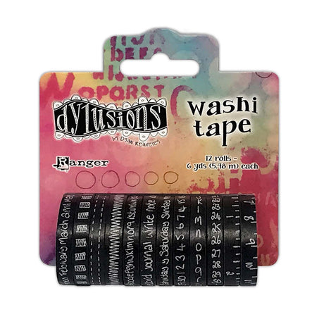 Ranger ink ranger • juego de cintas washi dylusions negro 3,5 cm x 5,5 m 12 piezas