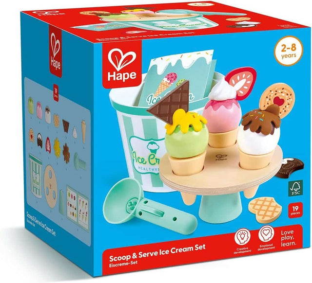 Juego de helados Hape: juguetes de rol de 19 piezas para niños a partir de 2 años
