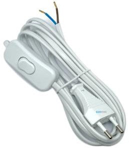 Enzo eurosnoer 2x0,75 schakelaar wit 2 meter 1065200