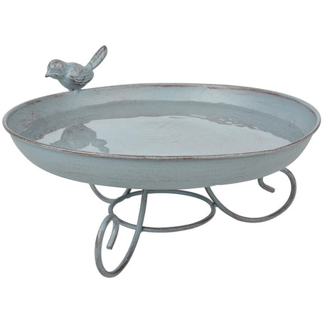 Esschert design bebedero para pájaros ã˜22cmx12cm metal gris