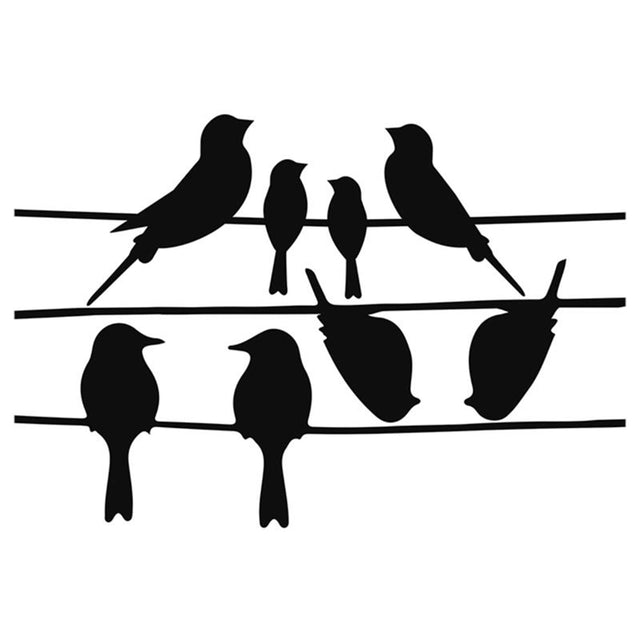 Esschert design pegatinas para ventana pájaros sobre alambre 33x23cm