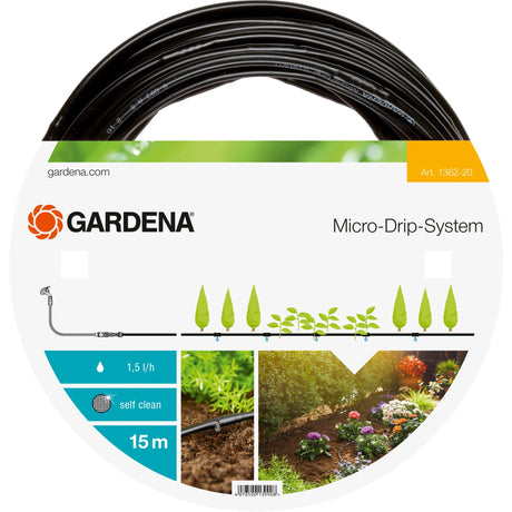 Tubo de goteo elevado Gardena, gotero de 4,6 mm (3 16 ) (negro, 1362-20, 15 m)