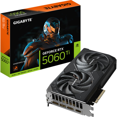 Tarjeta gráfica Gigabyte GeForce RTX 5060 Ti Wind Force 8G (3x Display Port, 1x HDMI)