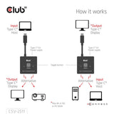 Club 3D USB-C vídeo bidireccional + datos + conmutador PD Conmutador USB (negro)