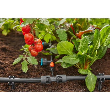 Conexión en T del sistema de microgoteo Gardena 1 2” – 3 16 (gris oscuro)