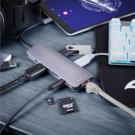 Estación de acoplamiento con adaptador combinado USB 3.0 tipo C Sharkoon (gris oscuro)