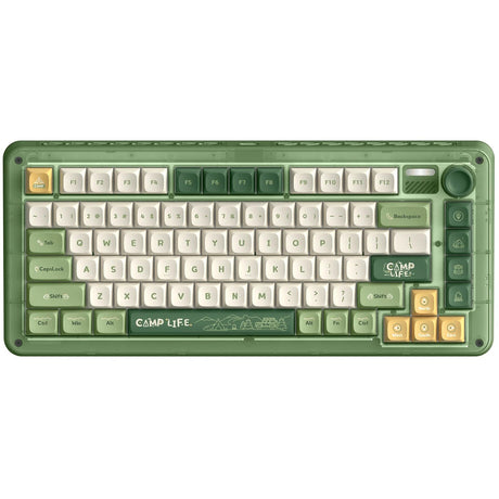Teclado mecánico inalámbrico para acampar Iqunix zx75 (verde, diseño estadounidense (qwerty), marrón cereza mx, 75%, leds rgb, intercambiable en caliente, pbt de doble disparo, 2,4 ghz | bluetooth 5.1 | usb-c)