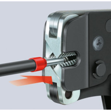 Alicate para engarzar autoajustable con entrada frontal Knipex 975309 (engarce cuadrado automático, con resorte de apertura)
