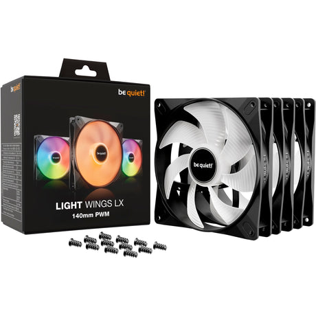 ¡Tranquilizarse! ventiladores de caja lightwings lx pwm rgb (negro, 3 piezas, 140 x 140 x 25 mm)