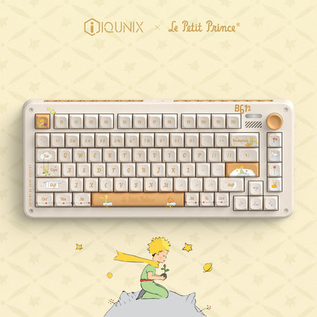 Teclado mecánico inalámbrico Iqunix zx75 sunset ponder (amarillo claro, diseño de EE. UU. (QWERTY), rosa silencioso Iqunix, 75 %, LED RGB, intercambiable en caliente, PBT de doble disparo, 2,4 GHz | Bluetooth 5.1 | USB-C)