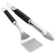 Weber Juego de pinzas y espátula para barbacoa de precisión, cubiertos para parrilla (acero inoxidable, negro)