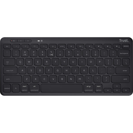 Trust Lyra teclado inalámbrico compacto (negro, distribución estadounidense (QWERTY), interruptores de tijera, 65 %, USB 2,4 GHz, Bluetooth)