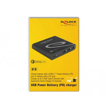 Delock Cargador USB 1x USB Tipo-C + 3x USB Tipo-A (negro)