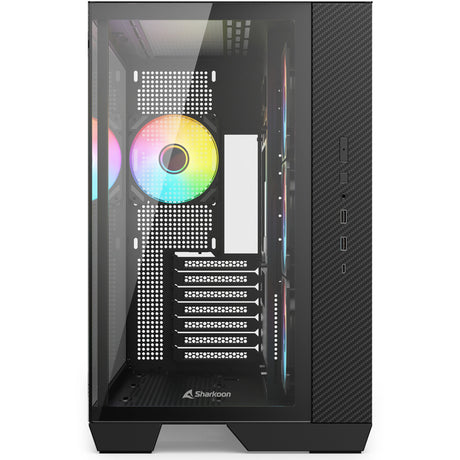 Carcasa de torre midi Sharkoon de acero (negro | 2x USB-A | 1x USB-C | RGB | vidrio templado)