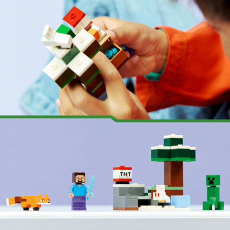 Kit de construcción de videojuego Lego Minecraft Steve's Taiga Adventure para niños - 21583