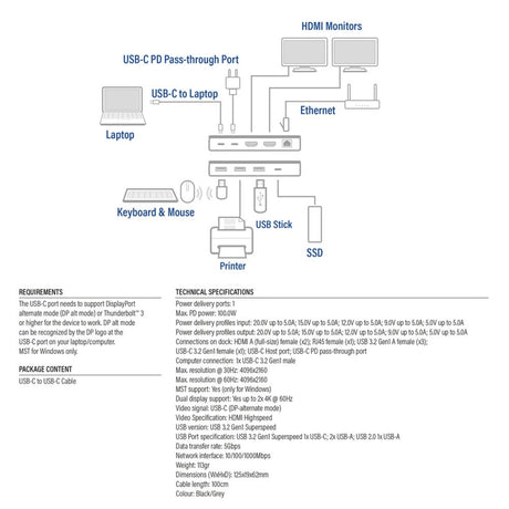 Conectividad Act Estación de acoplamiento USB-C 4K MST (negro gris)