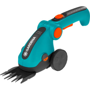 Juego de tijeras para césped inalámbricas gardena comfortcut li (negro turquesa, incl. batería de iones de litio de 3,0 Ah, ruedas y mango telescópico)
