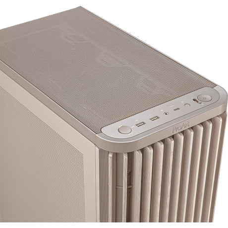 Asus proart pa401 wood edition - carcasa de torre midi con panel de malla (color madera beige | 2x USB-A | 1x USB-C)