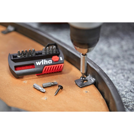 Juego de puntas Wiha flip selector estándar 25 mm (negro rojo, Phillips, Pozidriv, Torx® 13 piezas 1 4 C6.3 con clip para cinturón)