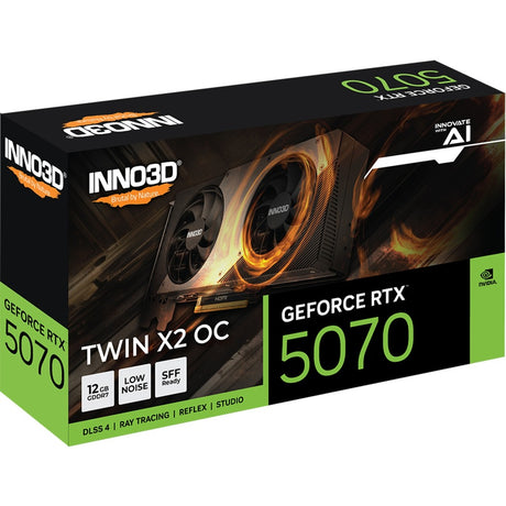 Tarjeta gráfica inno3d geforce rtx 5070 twin x2 oc (negra, dlss 4, 3x display port, 1x hdmi 2.1)
