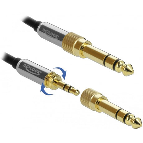Delock Conector estéreo de 3,5 mm y 3 pines macho > cable de extensión hembra (negro, 1 metro)