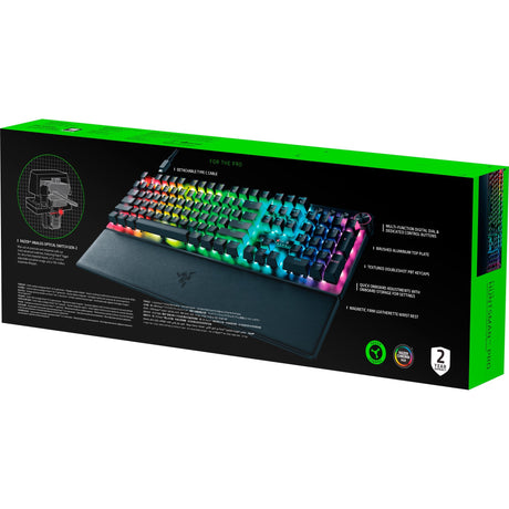 Teclado mecánico para juegos Razer Huntsman V3 Pro RGB (negro, diseño estadounidense (QWERTY), óptico analógico Gen 2, 100%, PBT de doble disparo)