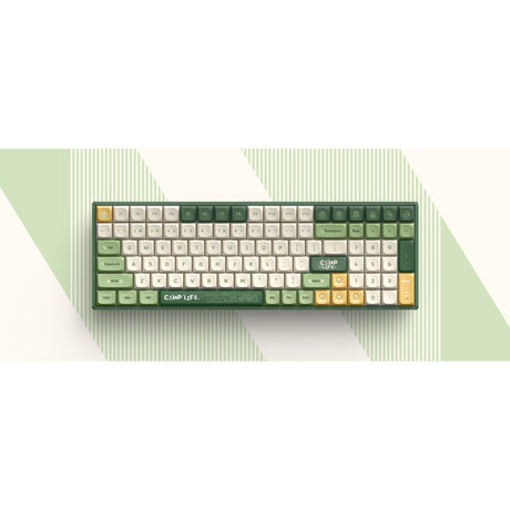 Teclado mecánico inalámbrico para acampar Iqunix f97 (verde, diseño estadounidense (qwerty), marrón cereza mx, 96%, leds rgb, intercambiable en caliente, pbt, 2,4 ghz | bluetooth 5.1 | usb-c)