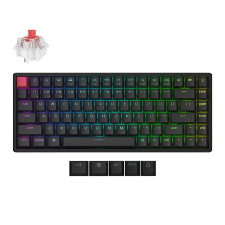 Teclado mecánico keychron k2 qmk-c1 rgb (negro, diseño estadounidense (qwerty), súper rojo, 75%, rgb, pbt de doble disparo cereza, bluetooth 5,2 | usb-c)