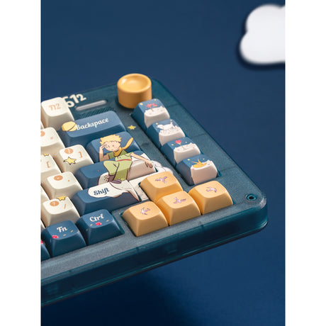 Teclado mecánico inalámbrico iqunix zx75 sky encuentro (azul, diseño estadounidense (qwerty), principito iqunix, 75%, leds rgb, intercambiable en caliente, pbt de doble disparo, 2,4 ghz | bluetooth 5.1 | usb-c)