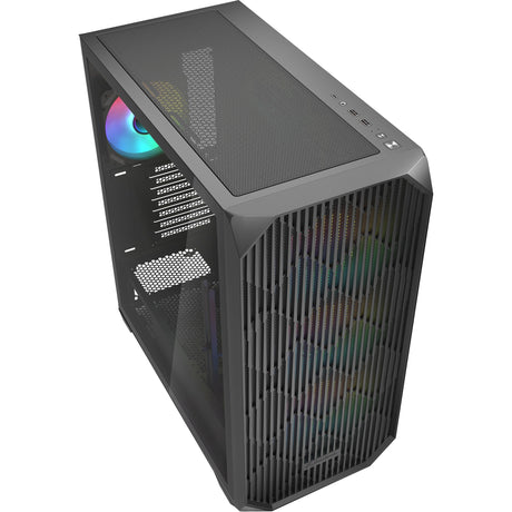 Carcasa de torre midi Sharkoon ak3 rgb (negro | 2x usb-a | 1x usb-c | rgb | vidrio templado)