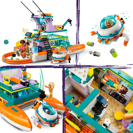 Lego friends - juguete de construcción de barco de salvamento marítimo (41734)