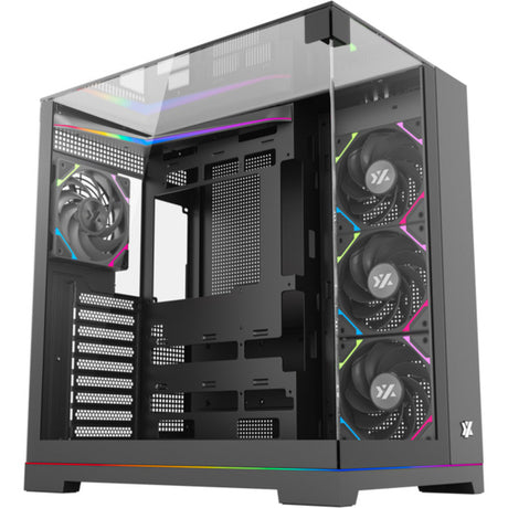 Xyz PC Gear Carcasa de torre midi Tesseract A-RGB (negro | 2x USB-A | 1x USB-C | RGB | Vidrio templado)