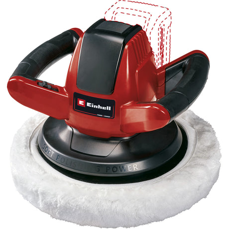 Pulidora de batería Einhell ce-cb 18 254 li solo - power x-change - 18 v li-ion - 2.500 t min - ø254 mm - incl. 2x paño de limpieza (1x textil, 1x sintético) - excl. batería y cargador