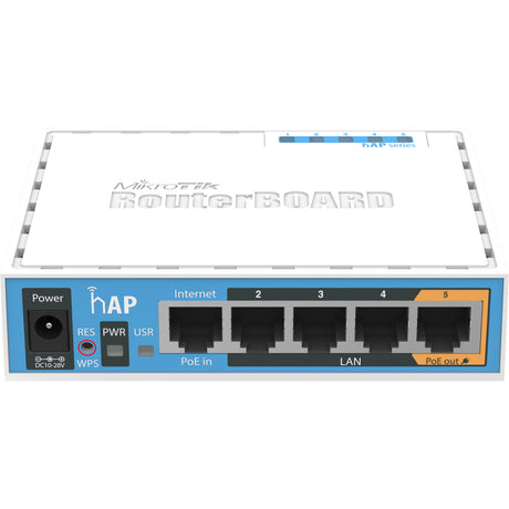 Punto de acceso doméstico pequeño mikrotik hap (rb951ui-2nd) (blanco, cpu qualcomm qca9531, poe, wifi 4)