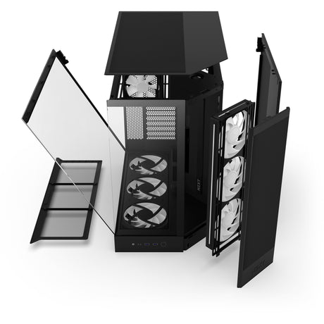 Carcasa torre midi nzxt h9 flow rgb+ (negro (mate) | 2x usb-a | 1x usb-c | rgb | vidrio templado)