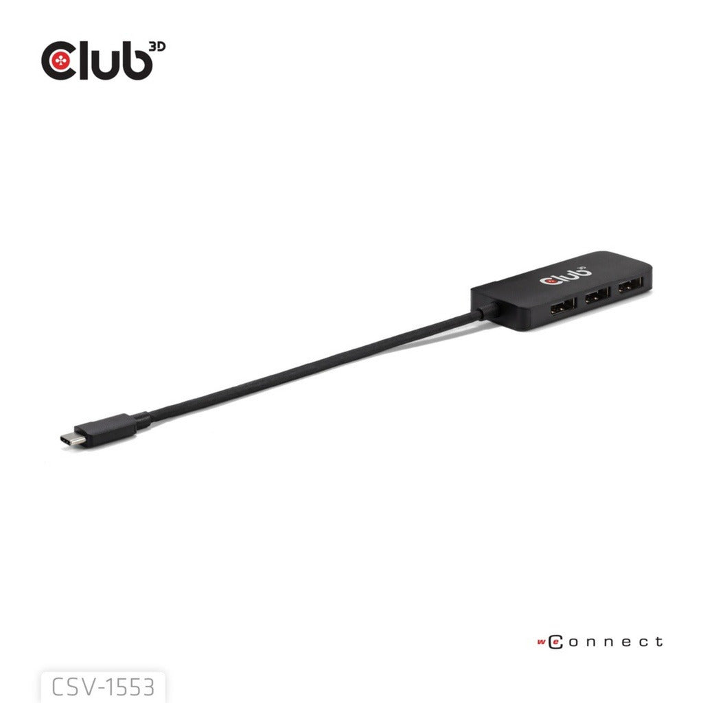 Club 3D Hub USB-C a Triple DisplayPort MST (negro, 4K60Hz)