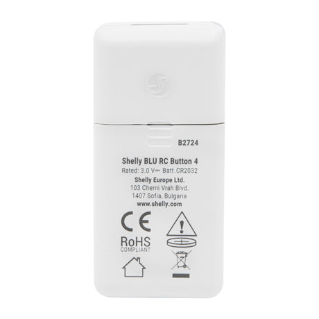 Shelly Blu RC Button 4 ZB Mando a distancia (Blanco, Bluetooth 5 (LE), ZigBee)