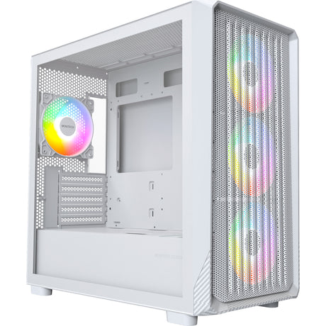 Carcasa torre midi Montech x5m (blanca | 2x USB-A | 1x USB-C | RGB | vidrio templado)