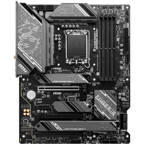 Placa base MSI Z790 Gaming Plus Wi-Fi Socket 1700 (gris negro, RAID, 2,5 GB-LAN, Wi-Fi 6e, BT, Sonido, ATX)