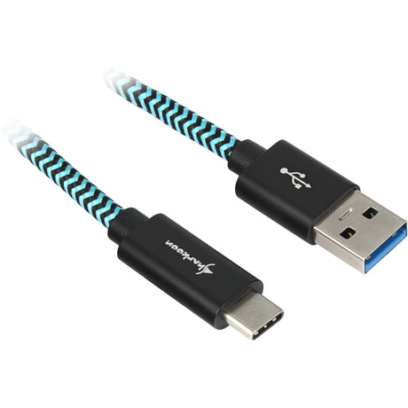 Cable Sharkoon USB 3.2, USB-A > USB-C (negro azul claro, 0,5 metros)