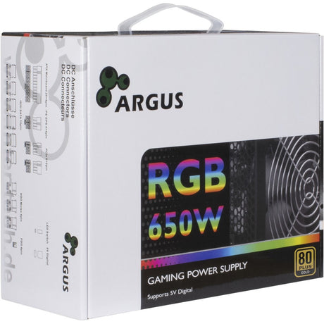 Inter-tech Argus RGB-650W CM II fuente de alimentación modular de 650 vatios (negro, 2x PCIe)