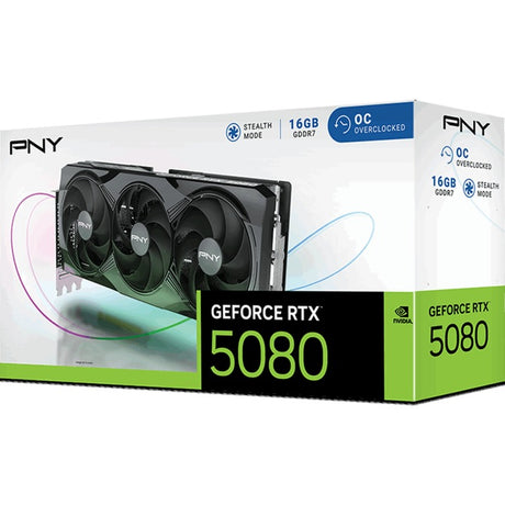 Tarjeta gráfica Pny Geforce RTX 5080 OC (DLSS 4, 3x Display Port, 1x HDMI 2.1)
