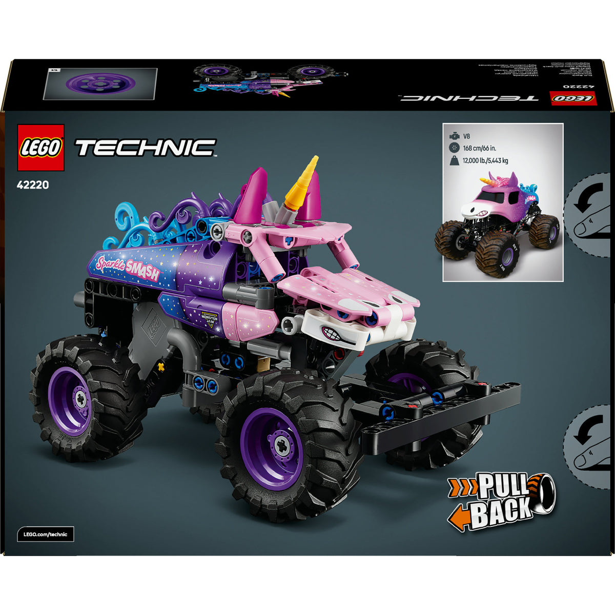 Lego Technic 42220 Monster Jam Sparkle Smash Tirar hacia atrás
