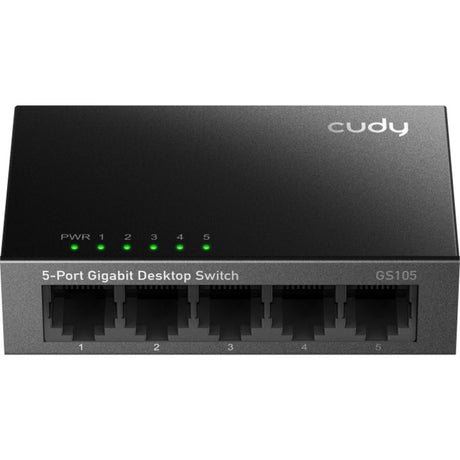 Conmutador metálico de escritorio gigabit de 5 puertos Cudy (negro)