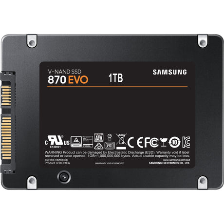 Samsung mz-77e1t0b 870 evo ssd, 1 tb, 2.5, sata3, 6 gbps, 3d v-nand, 560 550 mb s, 512 mb ddr4