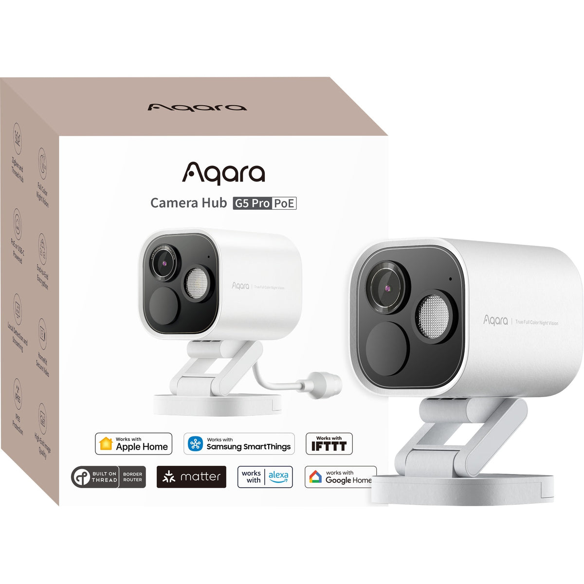 Aqara camera hub g5 pro poe (blanco, visión nocturna en color)