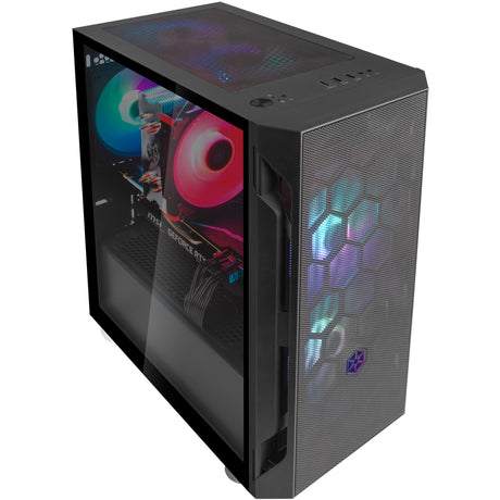 Carcasa torre midi Silverstone sst-fah1mb-pro (negro | 3x USB-A | RGB | vidrio templado)