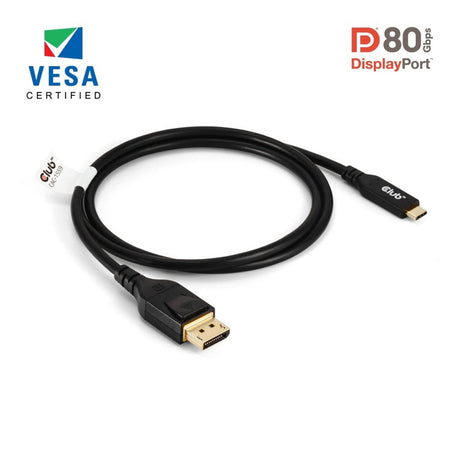 Adaptador bidireccional Club 3D USB-C a DisplayPort DP80 (negro, 1 metro, certificado VESA)